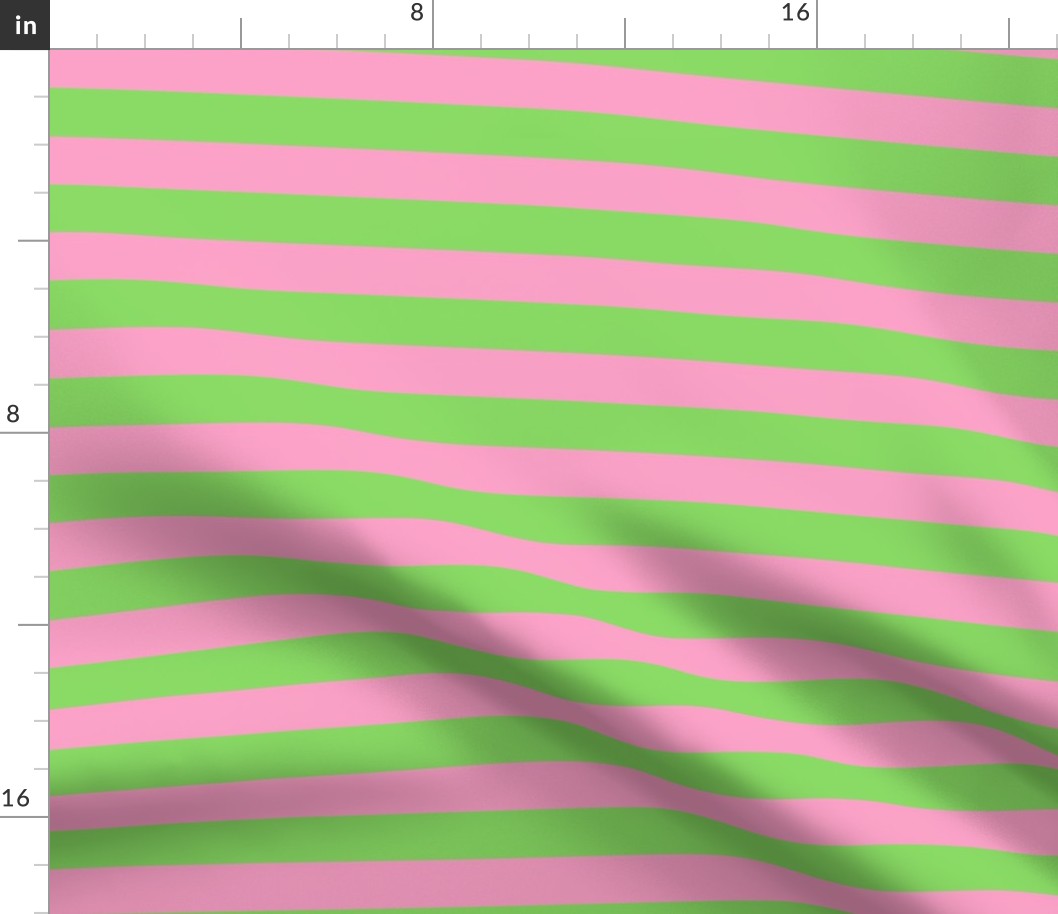 Stripes - Horizontal - 1 inch (2.54cm) - Pale Green (89DA65) and Light Pink (FBA0C6)