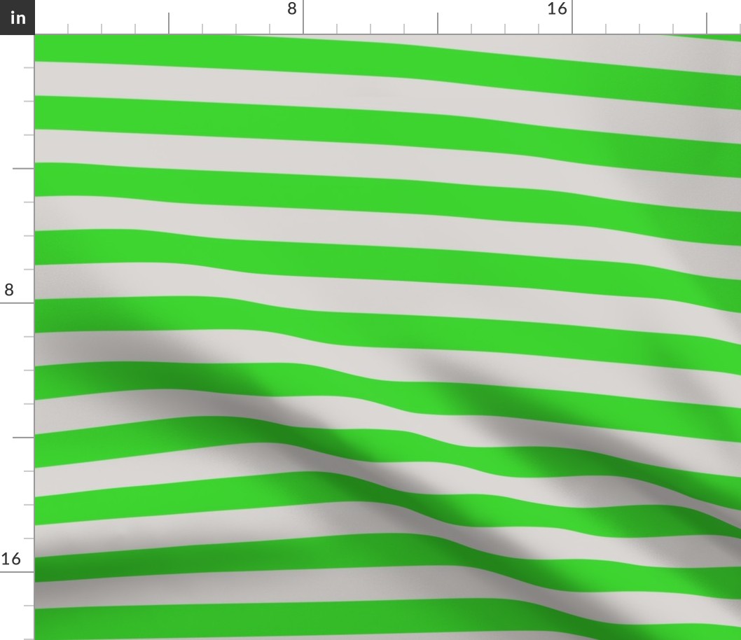 Horizontal Stripes - 1 inch wide - Green (#3AD42D) & Cool Grey (#D9D6D4)