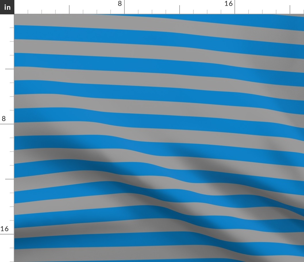 Stripes - Horizontal - 1 inch (2.54cm) - Light Blue (0081C8) and Grey (99999A)