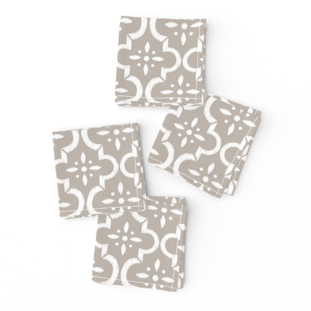 Warm Gray Ikat Moroccan Flower 