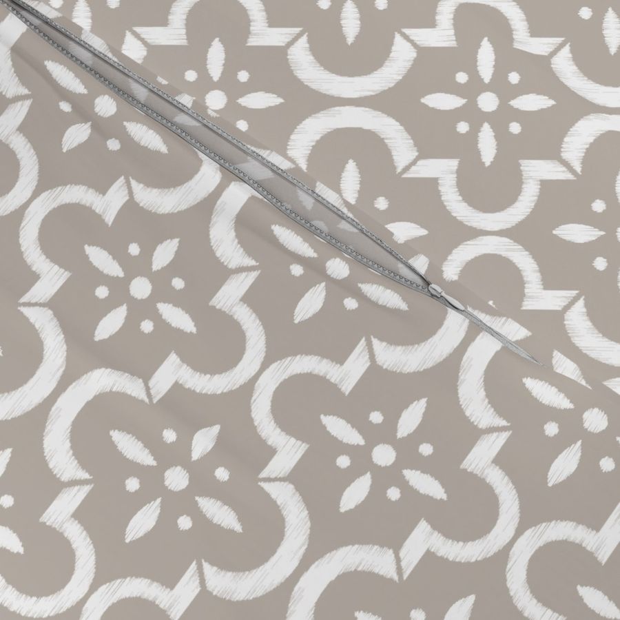 Warm Gray Ikat Moroccan Flower 