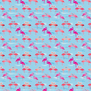 Flamingo love sky blue - small scale