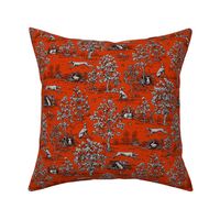 Red and Black Greyhound Toile de Jouy