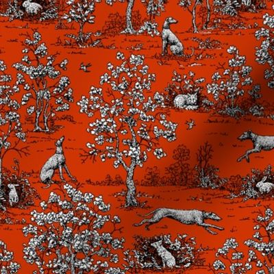 Red and Black Greyhound Toile de Jouy