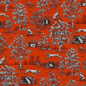 Red and Black Greyhound Toile de Jouy Â©2011 by Jane Walker
