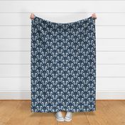 Mermaid Damask - navy/white