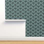 Mermaid Damask - dk grey/teal