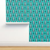 Venus Damask Gray on Turquoise