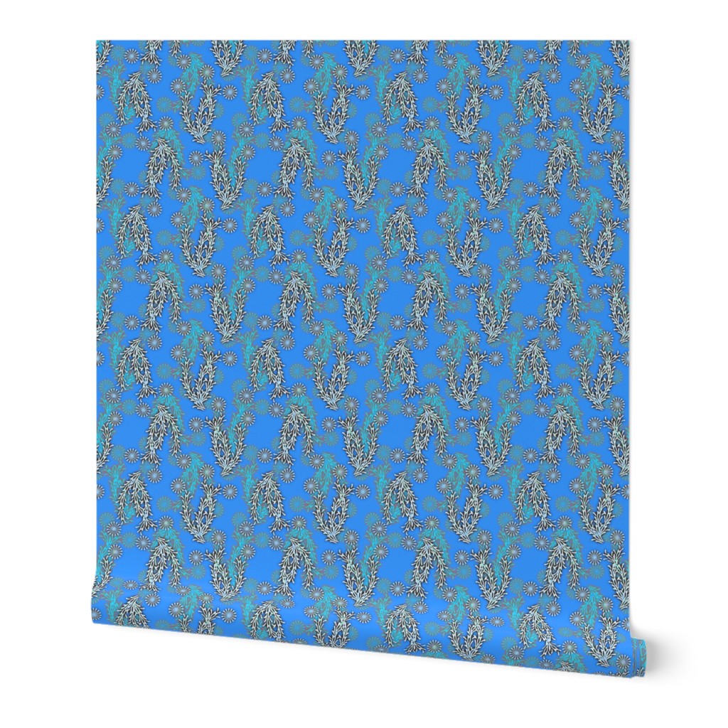 Floral Field in cornflower blue