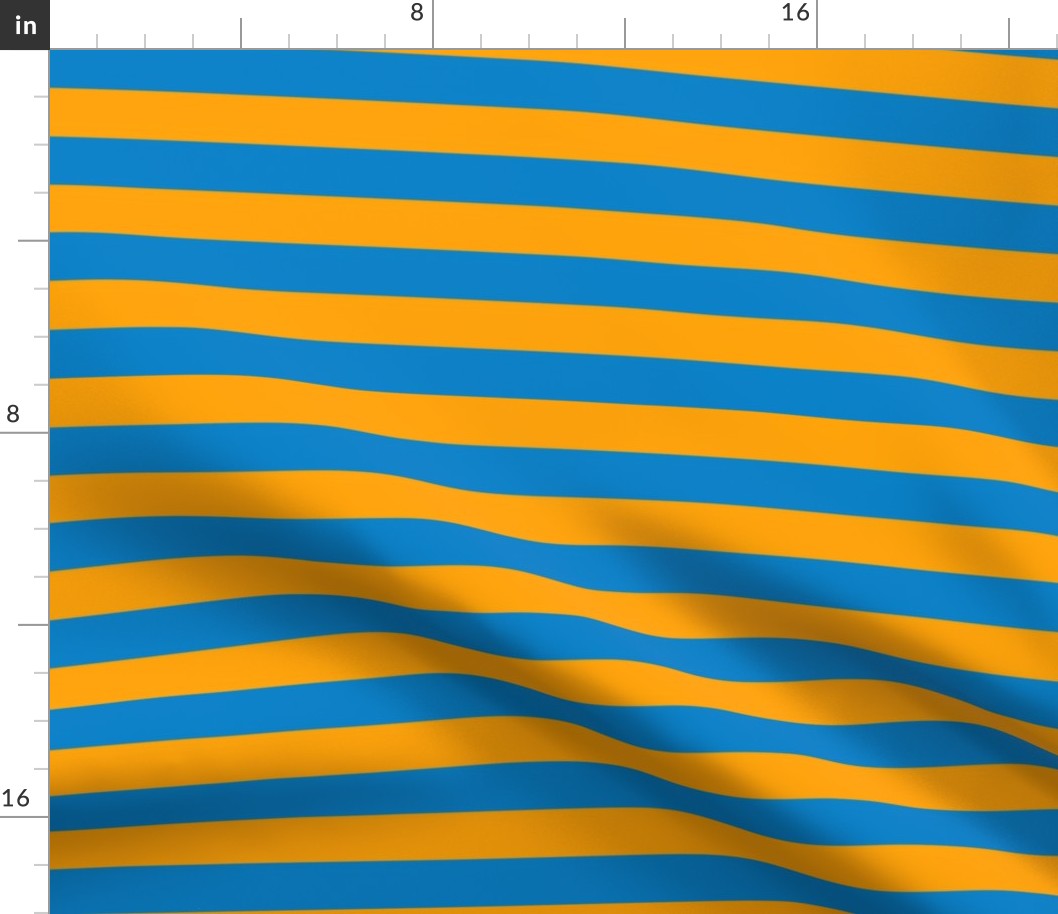 Horizontal Stripes - 1 inch wide - Blue (#0081C8) & Orange (#FFA300)