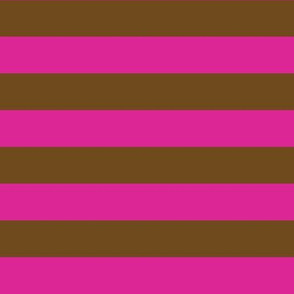 Stripes - Horizontal - 1 inch (2.54cm) - Pink (#DD2695) & Brown (#6E4A1C)