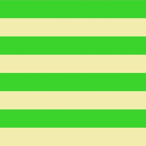 Stripes - Horizontal - 1 inch (2.54cm) - Light Green (3AD42D) & Cream (F3E3C0)