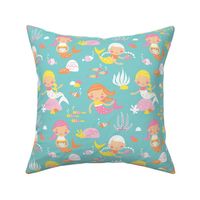 Mermaids  - Mint // by petite_circus // pink yellow white Turquoise // cute kids baby nursery //