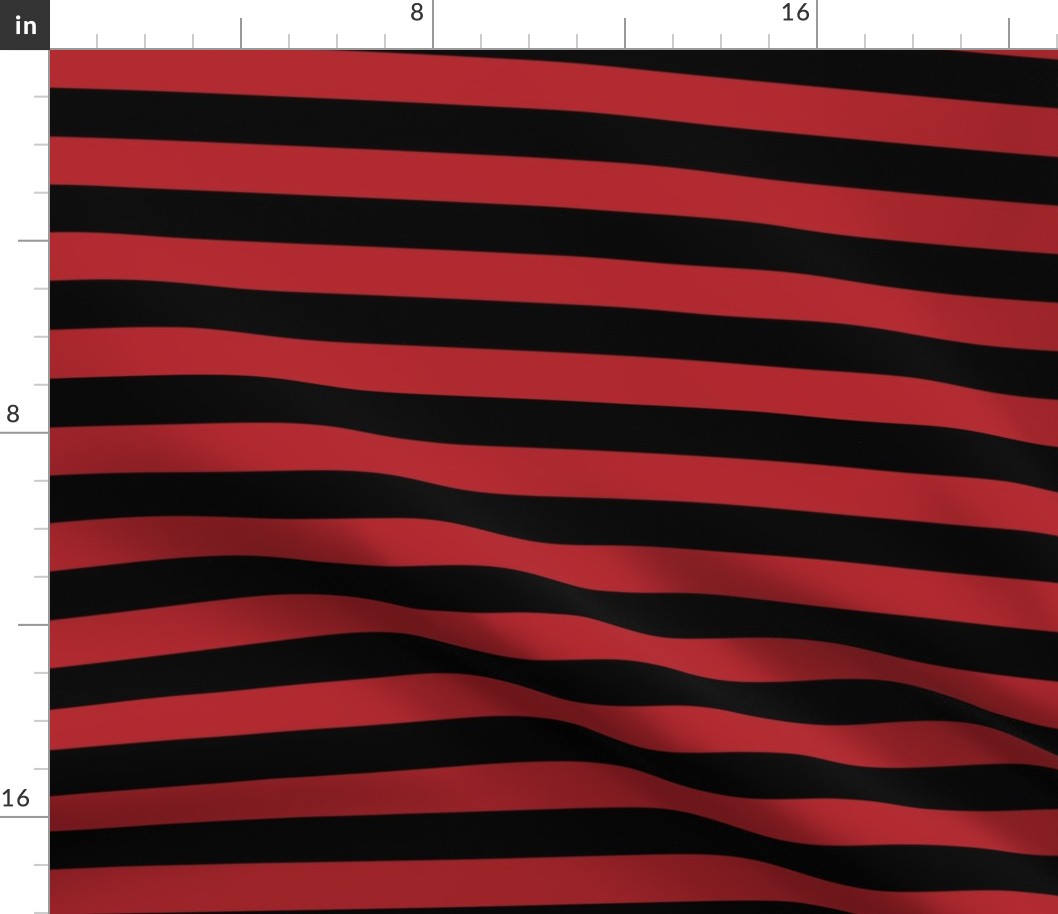Stripes - Horizontal - 1 inch (2.54cm) - Dark Red (#B1252C) & Black (#000000)