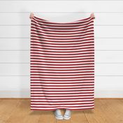 Stripes - Horizontal - 1 inch (2.54cm) - Dark Red (#B1252C) & White (#FFFFFF)