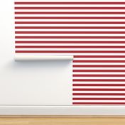 Stripes - Horizontal - 1 inch (2.54cm) - Dark Red (#B1252C) & White (#FFFFFF)