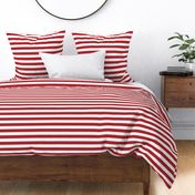 Stripes - Horizontal - 1 inch (2.54cm) - Dark Red (#B1252C) & White (#FFFFFF)