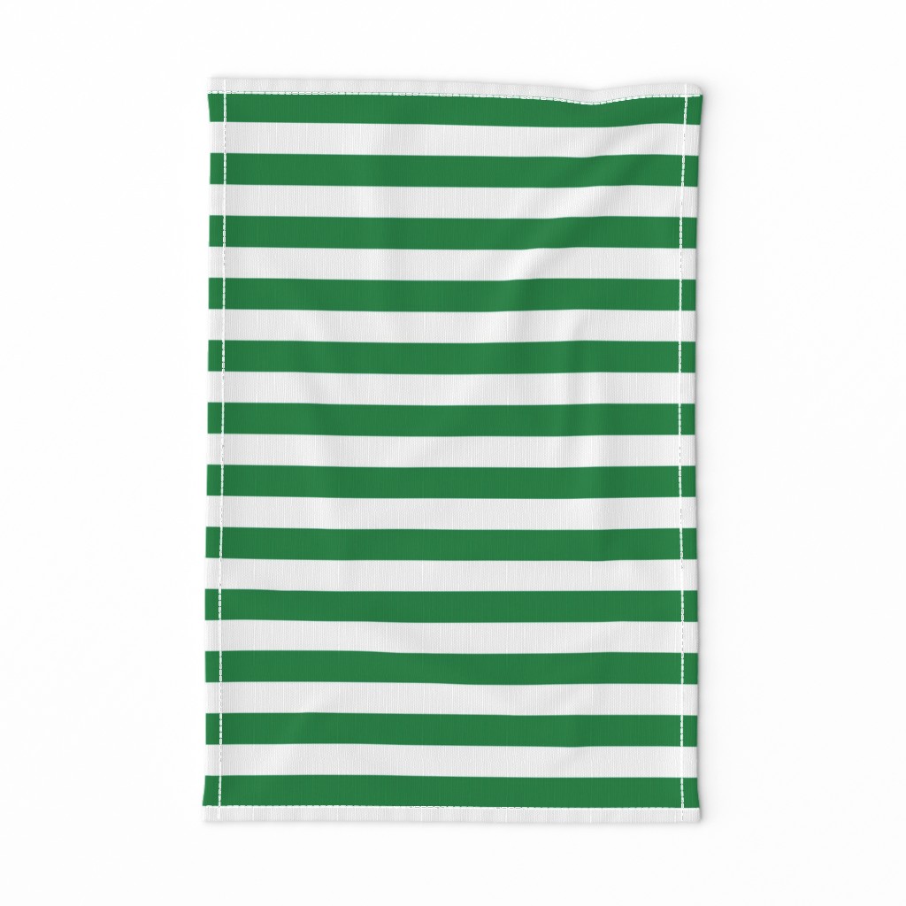 Stripes - Horizontal - 1 inch (2.54cm) - Mid Green (#00813C) & White (#FFFFFF)