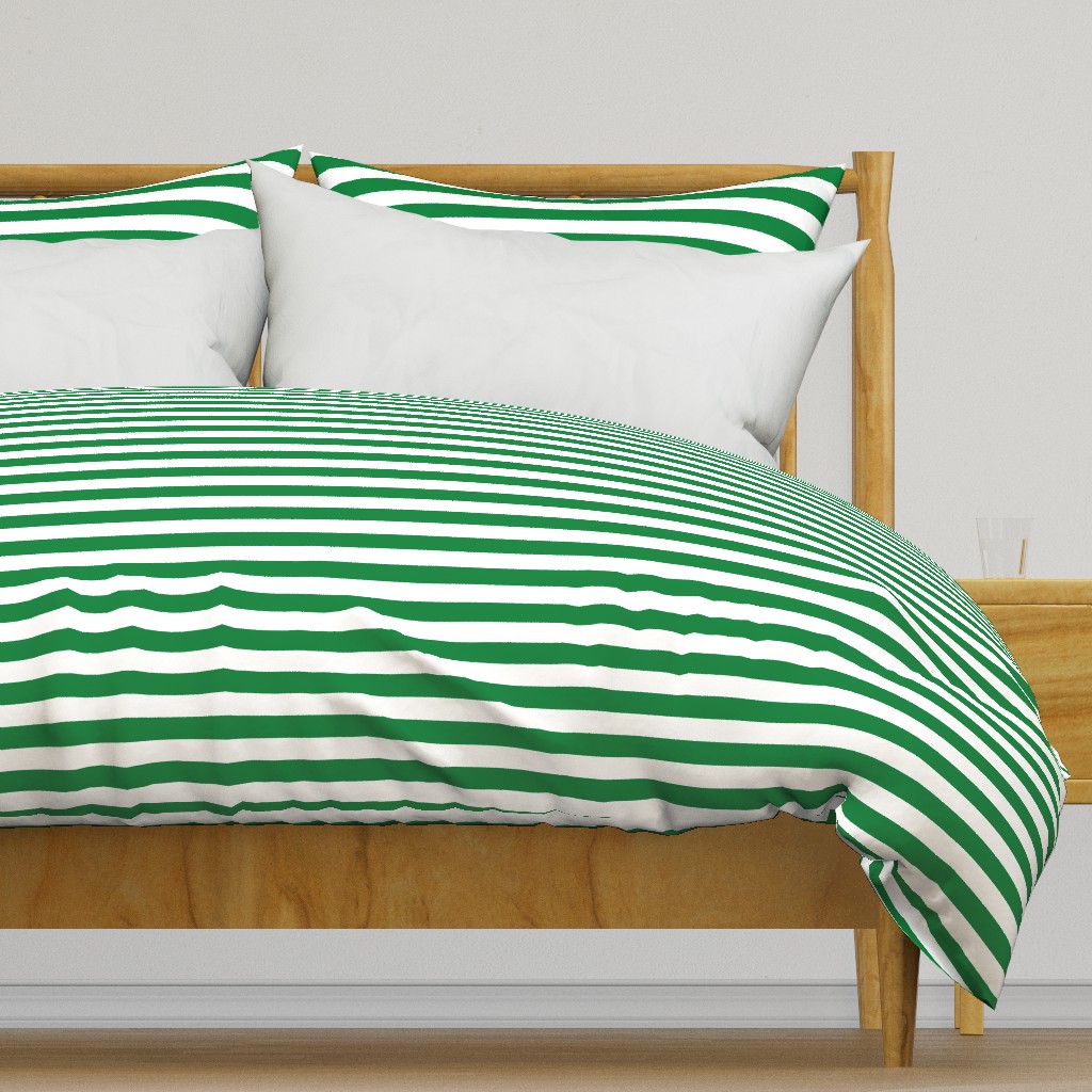 Stripes - Horizontal - 1 inch (2.54cm) - Mid Green (#00813C) & White (#FFFFFF)