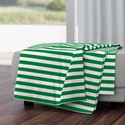 Stripes - Horizontal - 1 inch (2.54cm) - Mid Green (#00813C) & White (#FFFFFF)