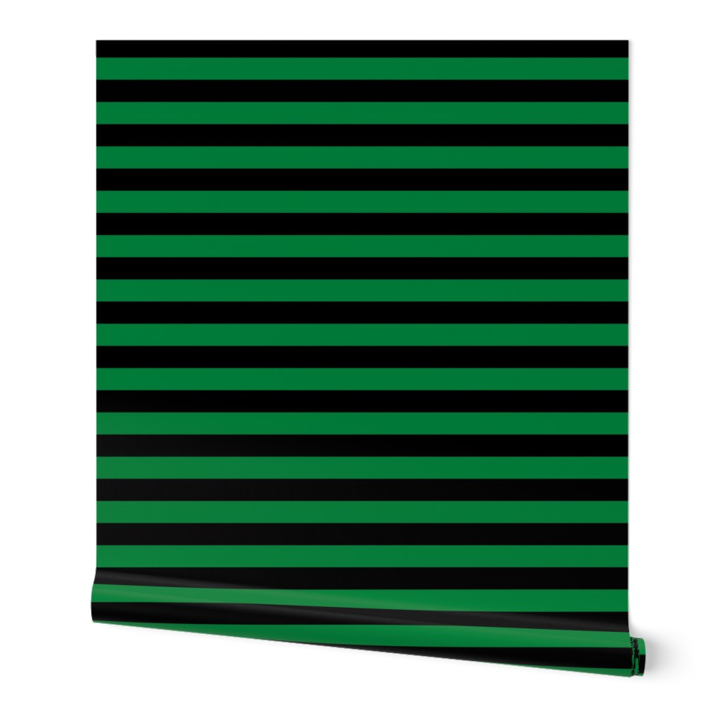 Stripes - Horizontal - 1 inch (2.54cm) - Dark Green (#00813C) & Black (#000000)