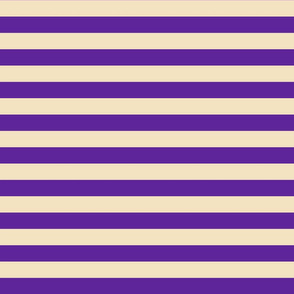 Stripes - Horizontal - 1 inch (2.54cm) - Purple (5E259B) & Cream (F3E3C0)