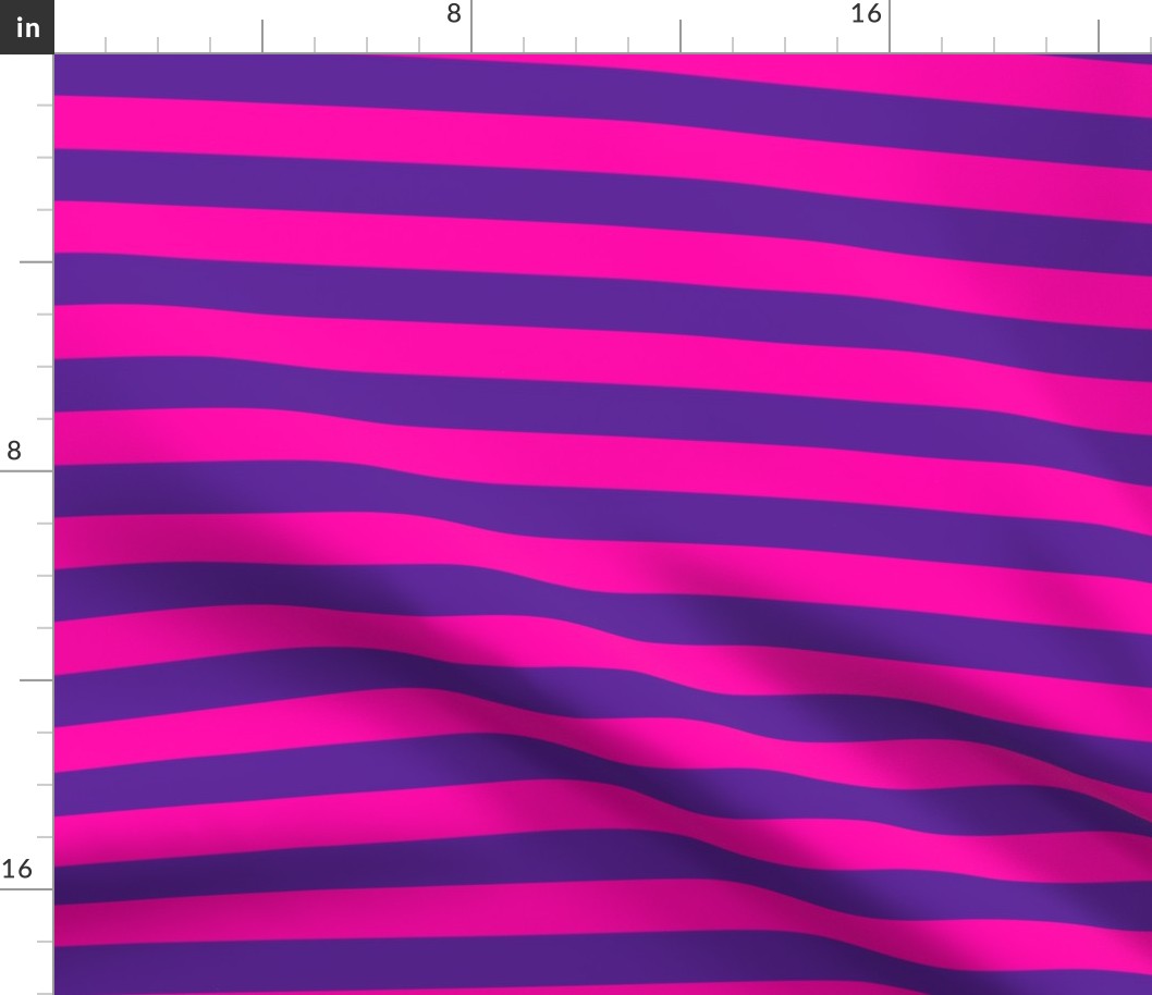 Stripes - Horizontal - 1 inch (2.54cm) - Pink (#FF00AA) and Dark Purple (#5E259B)