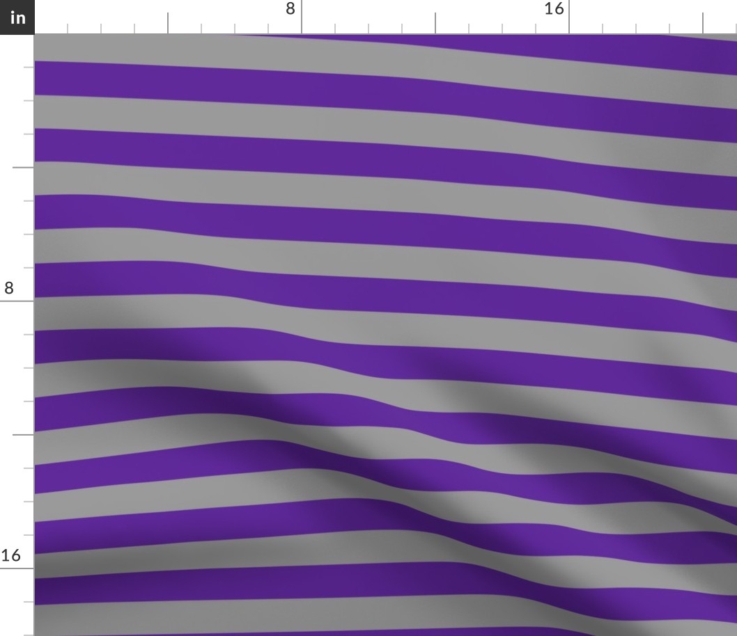 Stripes - Horizontal - 1 inch (2.54cm) - Dark Purple (#5E259B) and Grey (#99999A)