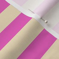  Stripes - Horizontal - 1 inch (2.54cm) - Pink (E95FBE) & Cream (F3E3C0)