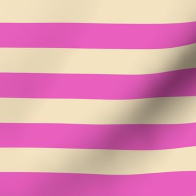  Stripes - Horizontal - 1 inch (2.54cm) - Pink (E95FBE) & Cream (F3E3C0)