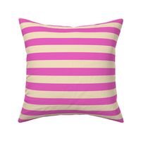  Stripes - Horizontal - 1 inch (2.54cm) - Pink (E95FBE) & Cream (F3E3C0)