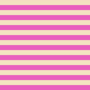  Stripes - Horizontal - 1 inch (2.54cm) - Pink (E95FBE) & Cream (F3E3C0)