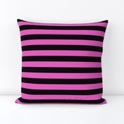 Stripes - Horizontal - 1 inch (2.54cm) - Light Pink (#E95FBE) & Black (#000000)