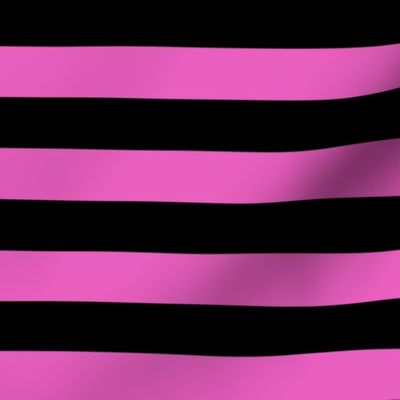 Stripes - Horizontal - 1 inch (2.54cm) - Light Pink (#E95FBE) & Black (#000000)