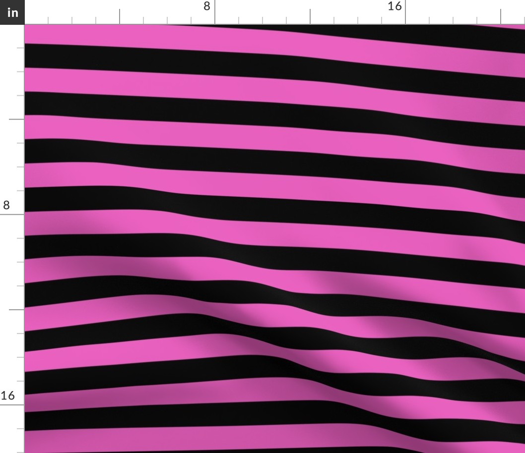 Stripes - Horizontal - 1 inch (2.54cm) - Light Pink (#E95FBE) & Black (#000000)