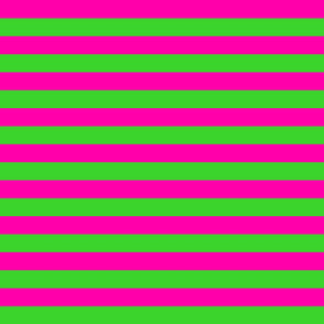 Stripes - Horizontal - 1 inch (2.54cm) - Pink (#FF00AA) and Green (#3AD42D)