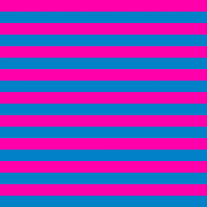 Stripes - Horizontal - 1 inch (2.54cm) - Pink (#FF00AA) and Light Blue (#0081C8)