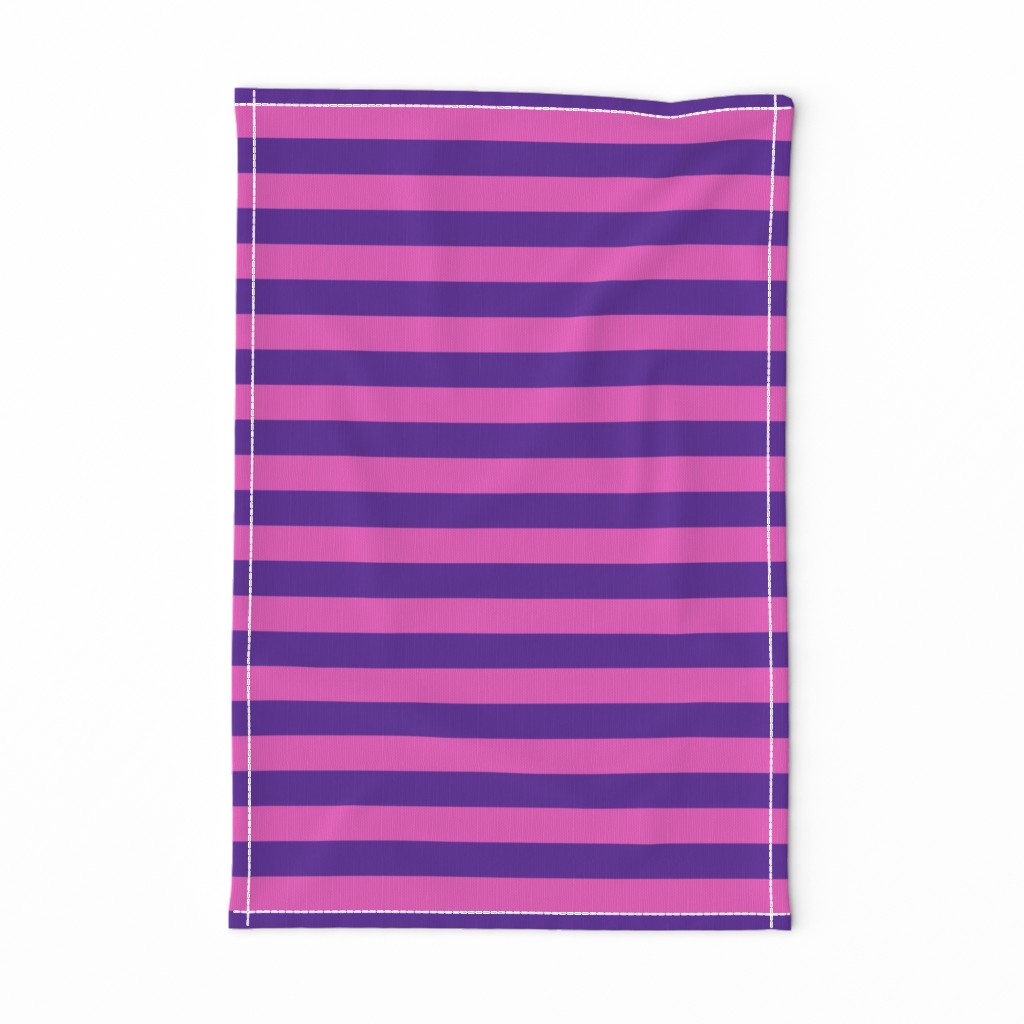 Stripes - Horizontal - 1 inch (2.54cm) - Pink (E95FBE) & Purple (5E259B)