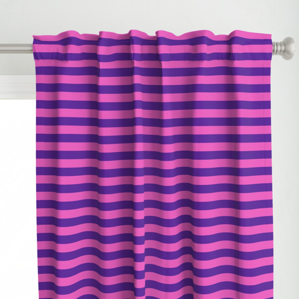 Stripes - Horizontal - 1 inch (2.54cm) - Pink (E95FBE) & Purple (5E259B)