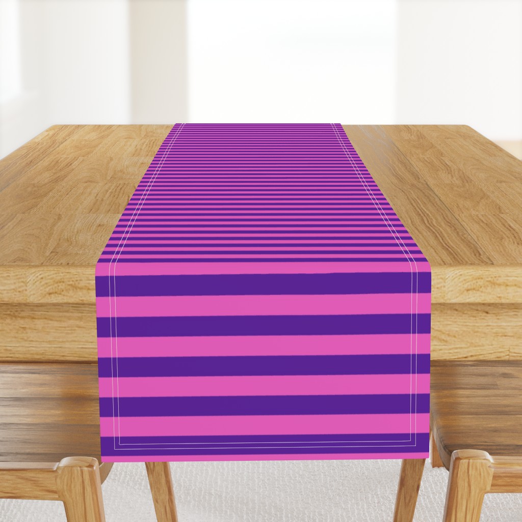 Stripes - Horizontal - 1 inch (2.54cm) - Pink (E95FBE) & Purple (5E259B)