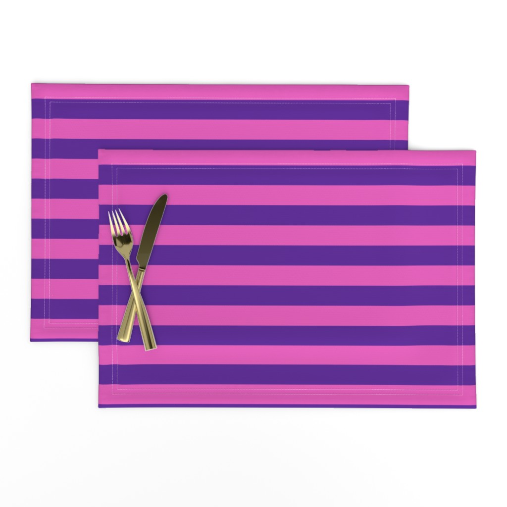 Stripes - Horizontal - 1 inch (2.54cm) - Pink (E95FBE) & Purple (5E259B)