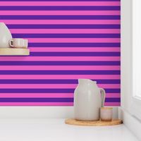 Stripes - Horizontal - 1 inch (2.54cm) - Pink (E95FBE) & Purple (5E259B)