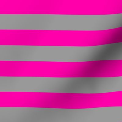 Stripes - Horizontal - 1 inch (2.54cm) - Pink (#FF00AA) and Grey (#99999A)