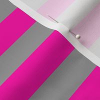 Stripes - Horizontal - 1 inch (2.54cm) - Pink (#FF00AA) and Grey (#99999A)