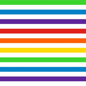 Stripes - Horizontal - 1 inch (2.54cm) - Rainbow & White