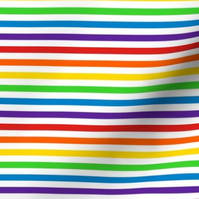 Stripes - Horizontal - 0.25 inch (0.635cm) - White & Rainbow