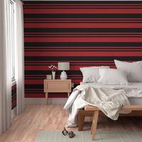 Stripes - Horizontal - Dark Red (B1252C) on Black (000000)