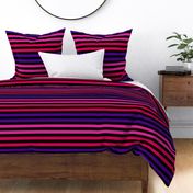 Stripes - Horizontal - 1 inch (2.54cm) - Medium Pink (#DD2695), Dark Pink (#D30053) & Purple (#4D008A) on Black (#000000)