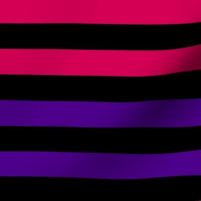 Stripes - Horizontal - 1 inch (2.54cm) - Medium Pink (#DD2695), Dark Pink (#D30053) & Purple (#4D008A) on Black (#000000)