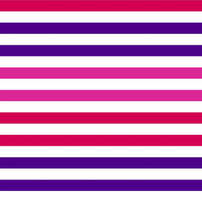 Stripes - Horizontal - 1 inch (2.54cm) - Pink (#DD2695), Dark Pink (#D30053) & Purple (#4D008A) on White (#FFFFFF)